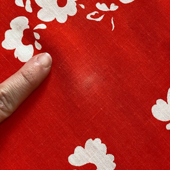 Vintage handmade red & white floral midi circle skirt sleeveless dress pockets - Picture 8 of 12